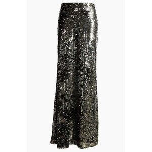L Agence Womens Sequin Maxi Skirt Size 8 Silver Black NWT Formal